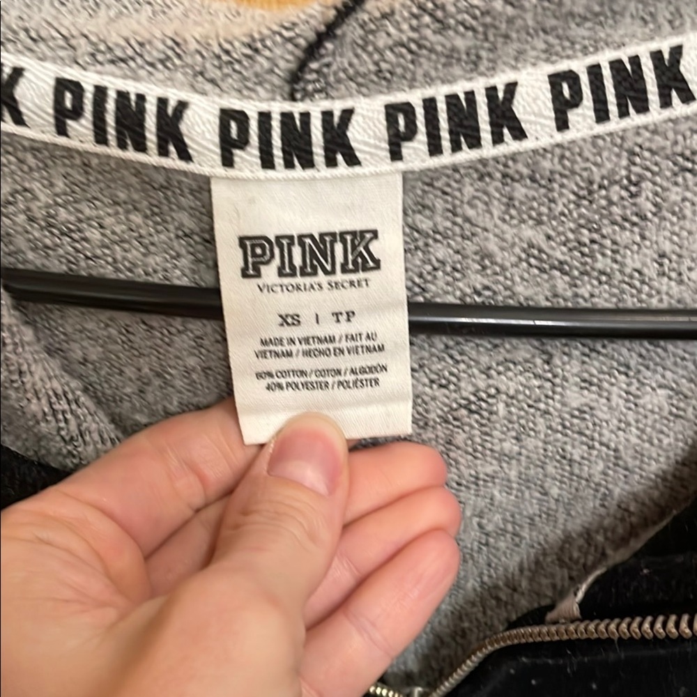 PINK Victoria's Secret Black 3/4 Zip Hoodie Sweater - Picture 3 of 4
